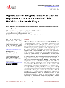 Opportunities to Integrate Primary Health Care Digital Innovations in Maternal and Child Health Care Services in Kenya