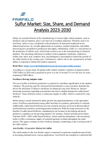 Sulfur Market Size, Share, and Demand Analysis 2023-2030