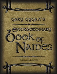 Naming Conventions by Gary Gygax
