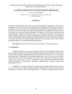 A litrature review paper on Ergonomic IE