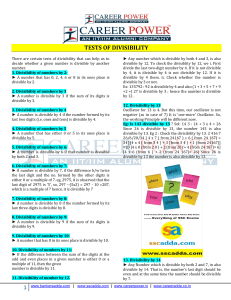 Divisibility Rules & Math Concepts