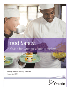Food Handling guidelines of ontario