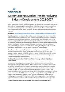 Mirror Coatings Market Trends Analyzing Industry Developments 2022-2027