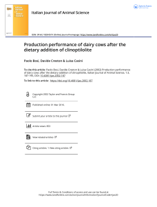 Production performance of dairy cows after the dietary addition of clinoptilolite