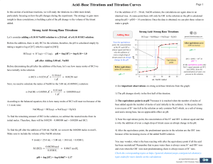 Acidâ  base Titrations and Titration Curves - 4 Pages Summary