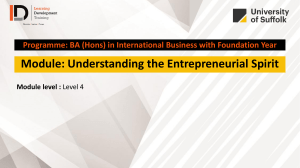 IB Week 2 Lecture Personal enterprise connecting opportunities and personal goals