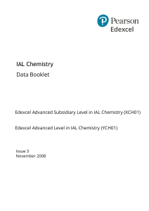 IAL Chemistry Data booklet Issue 3 