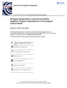 Bringing Independence and Accountability Together Mission Impossible for the European Central Bank