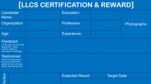 Certification and rewards - LLCS