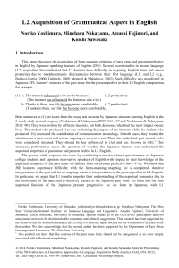 Yoshimura, et al (2014). L2 acquisition of grammatical aspect in English