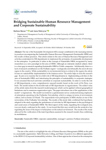 Sustainable HRM & Corporate Sustainability