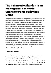 Full article- The balanced obligation in an era of global pandemic- Ghana’s fore