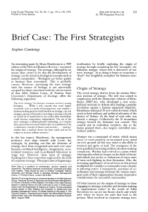 Brief case The first strategists