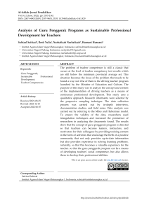 Analysis of Guru  PenggerakPrograms as  Sustainable  Professional Development for Teachers