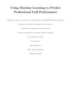 Using Machine Learning to Predict Professional Golf Performance