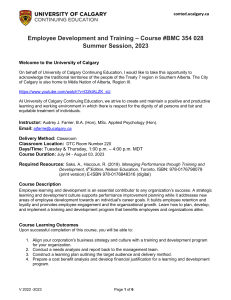 Employee Development and Training BMC 354-028 Summer 2023