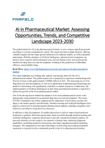 AI in Pharmaceutical Market Assessing Opportunities, Trends, and Competitive Landscape 2023-2030