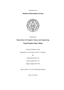 report on student management system