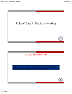2023 - Role of Data in Decision Making