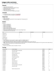 League Rules Summary