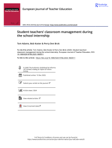 Student teachers’ classroom management during the school internship