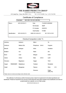 Harris certificate