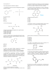 Lista de química nº 1 - Representação das substâncias orgânicas
