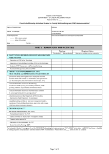 FWP Checklist of Priority Activities