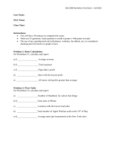 Final Exam Answer Sheet