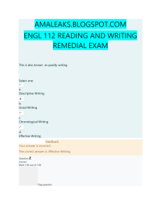 ENGL 112 Reading & Writing Remedial Exam