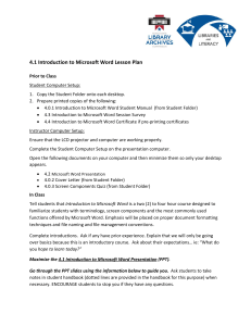 4-1 Introduction to Microsoft Word Lesson Plan