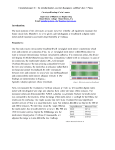 Circuit Lab Report 1 Elizabethtown College Circuits 