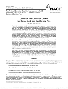 NACE Publication 10A292 2013 Corrosion and Corrosion Control for Buried Cast- and Ductile-Iron Pipe (24250-SG)