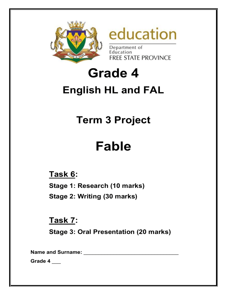 grade 4 english research project term 3