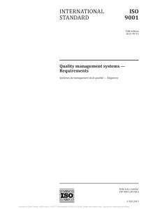 ISO 9001:2015 Quality Management Systems Requirements