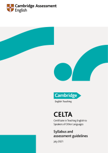 CELTA Handbook syllabus and assesment July 2021
