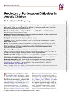 Predictors of Participation Difficulties in Autistic Children
