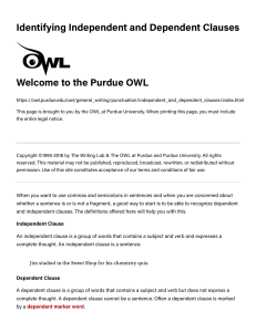Independent and Dependent Clauses - Purdue OWL® - Purdue University