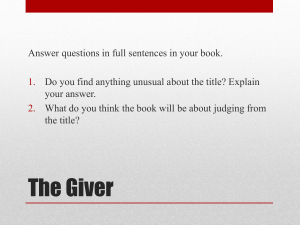 02. Intro to The Giver book covers