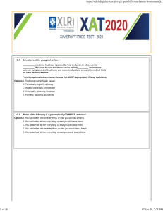 XAT 2020 Exam Paper: Verbal Ability & Reasoning