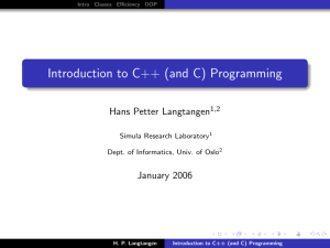 C++ Programming Introduction: Classes, Efficiency, OOP