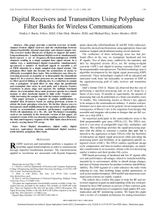 Digital receivers and transmitters using polyphase filter banks for wireless communications