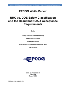 NRC vs. DOE Safety Classification: NQA-1 Requirements