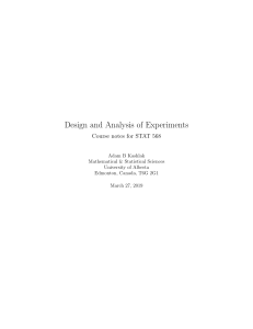 Design and Analysis of Experiments University of Alberta Creative Commons License