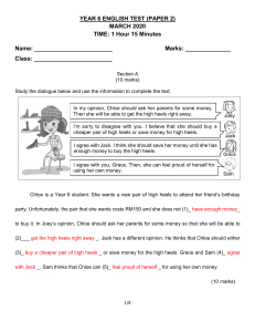 Year 6 English Test Paper 2 March 2020