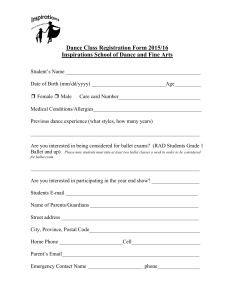 Dance Class Registration Form