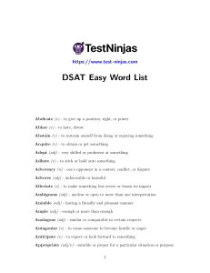 sat easy word list