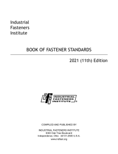 IFI Book of Fastener Standards 2021 Edition TOC