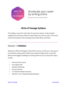 Write of Passage Sample Syllabus