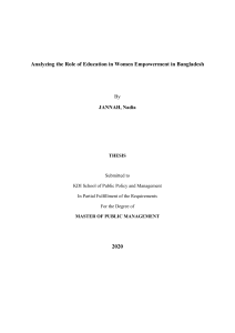 Analyzing the role of education in women empowerment in Bangladesh